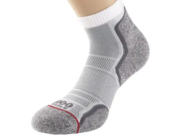 1000 Mile Mens Run Anklet Sock (White/Grey)
