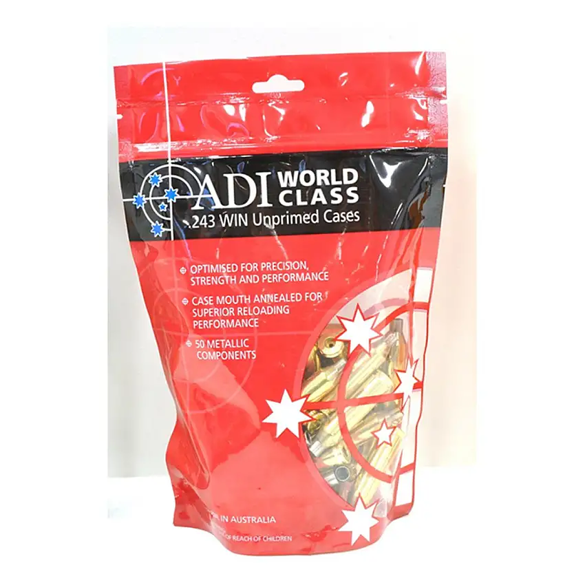 ADI Unprimed Brass Cases .243 Win (50 per pkt)