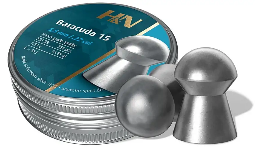 Bisley Baracuda 15 Pellets 5.52mm .22 Tin of 250 by H&N