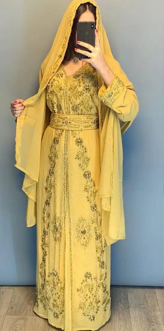 Sale luxury dress moroccan dubai kaftan wedding bridesmaid african abaya gown women dress 070