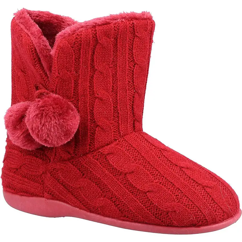 Fleet & Foster Apple Knitted Bootie Slipper Burgundy