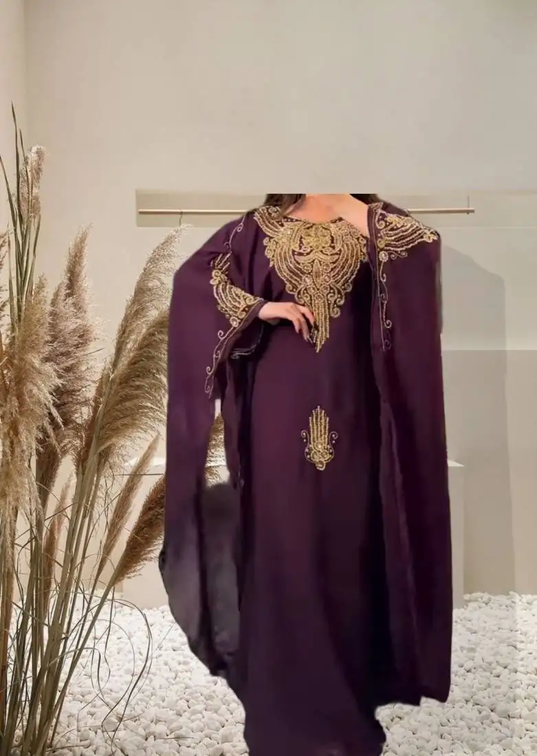 Purple party wear kaftan for women
