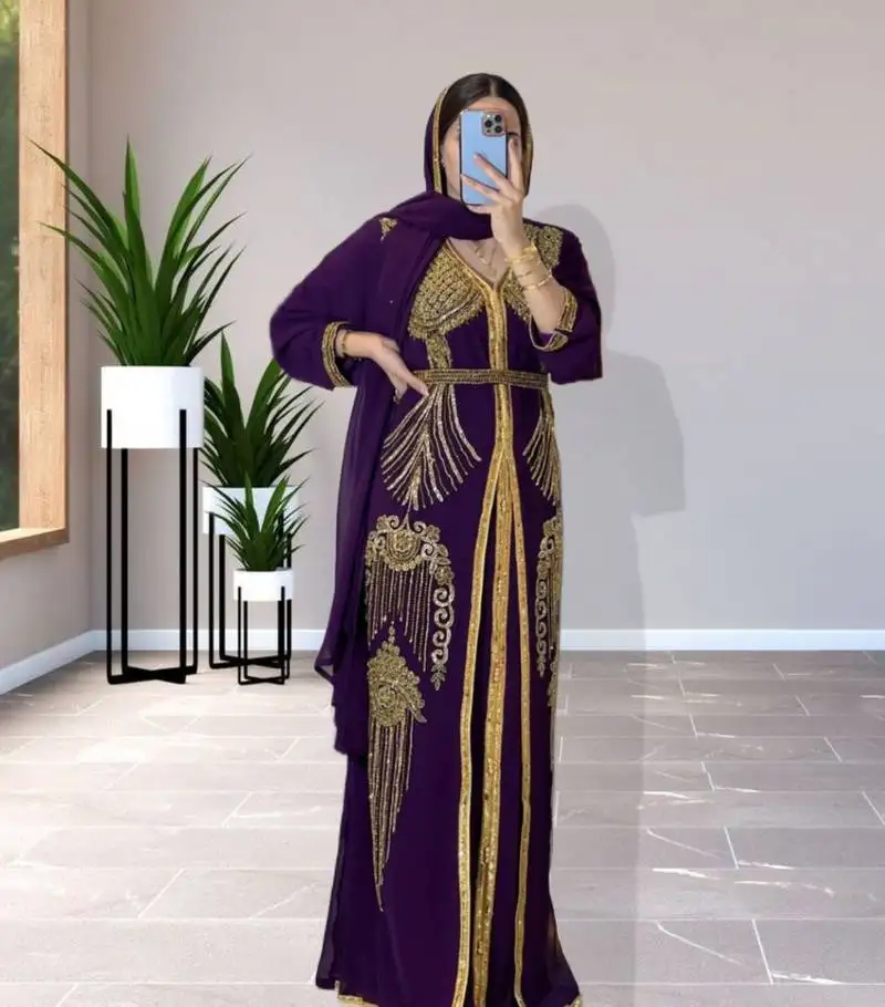 Sale luxury dress moroccan dubai kaftan wedding bridesmaid african abaya gown women dress 090