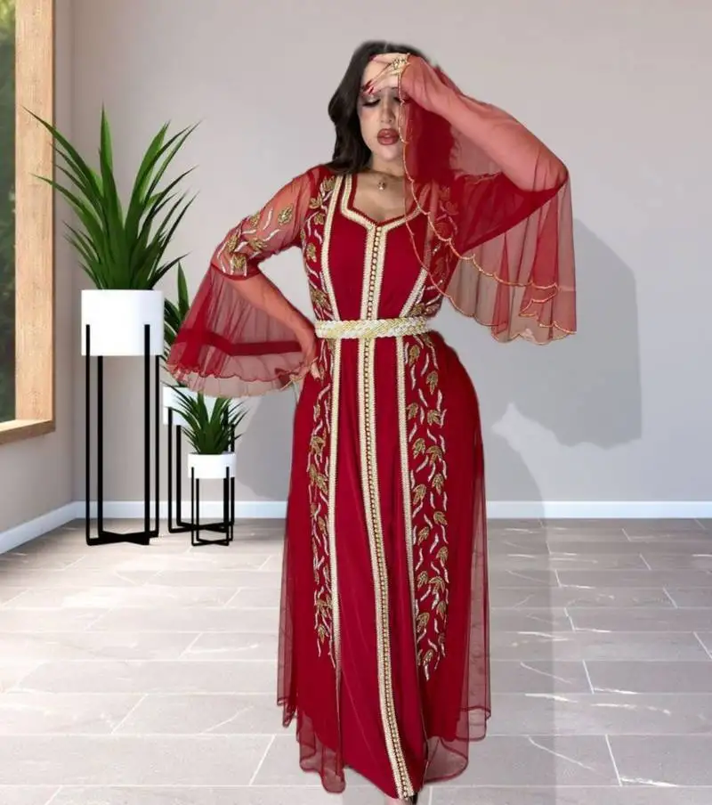 Sale luxury dress moroccan dubai kaftan wedding bridesmaid african abaya gown women dress 102