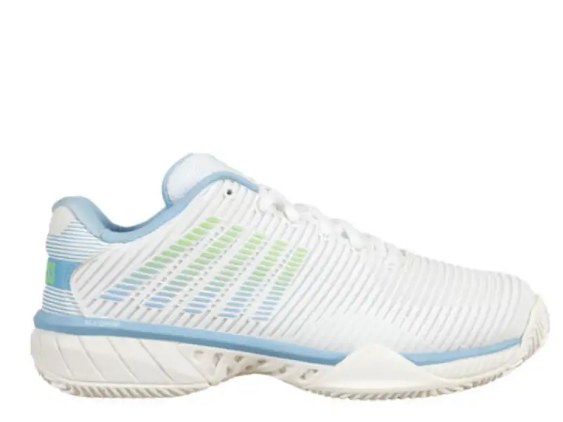 K-Swiss Hypercourt Express 2 Clay Ladies Tennis Shoe (Lucent White/Dutch Canal/Paradise Green)