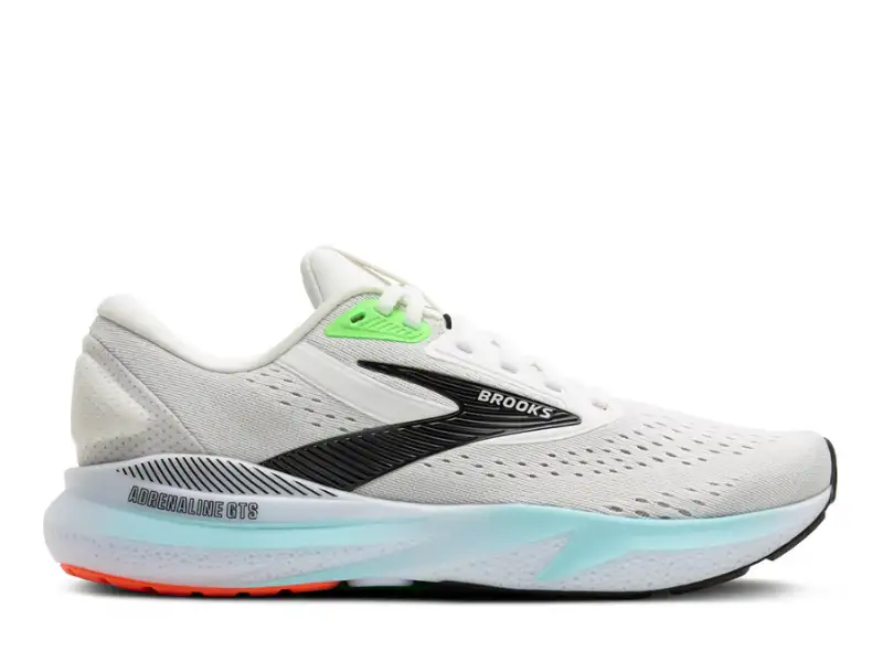 Brooks Adrenaline GTS 24 Mens Running Shoe (White/Gecko/Atomizer)