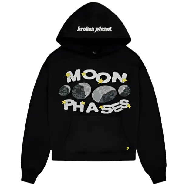 Broken Planet Market Midnight Black Moon Phases Hoodie