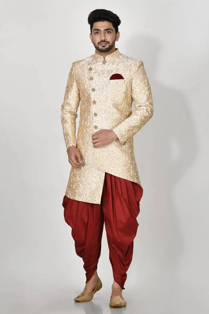 Ranak biscuite mulbary silk indo western