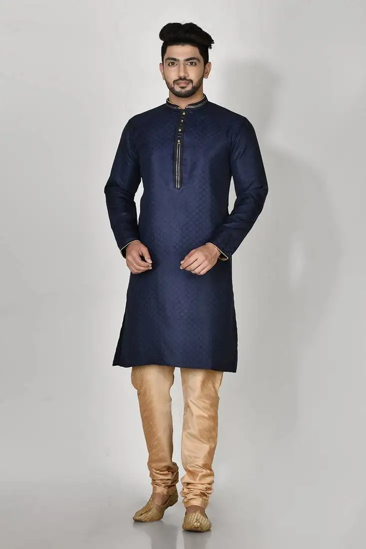 Ranak navy blue art silk kurta pajama