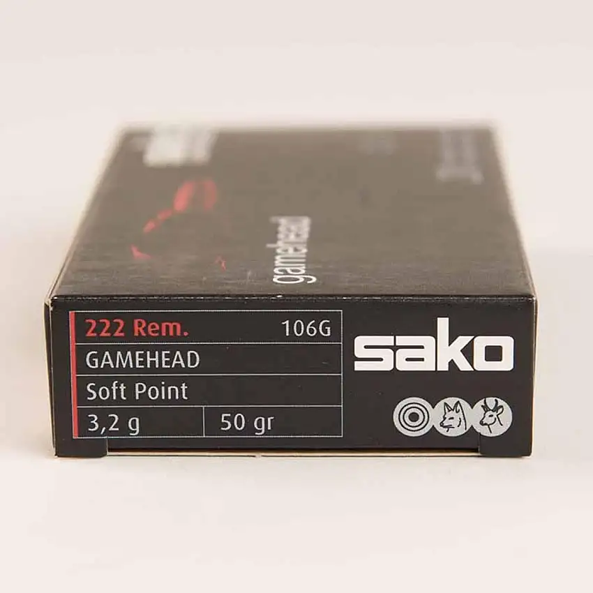 SAKO .222 Rem 50gr (3.2g) SP Gamehead Ammo (20pk)(106G)