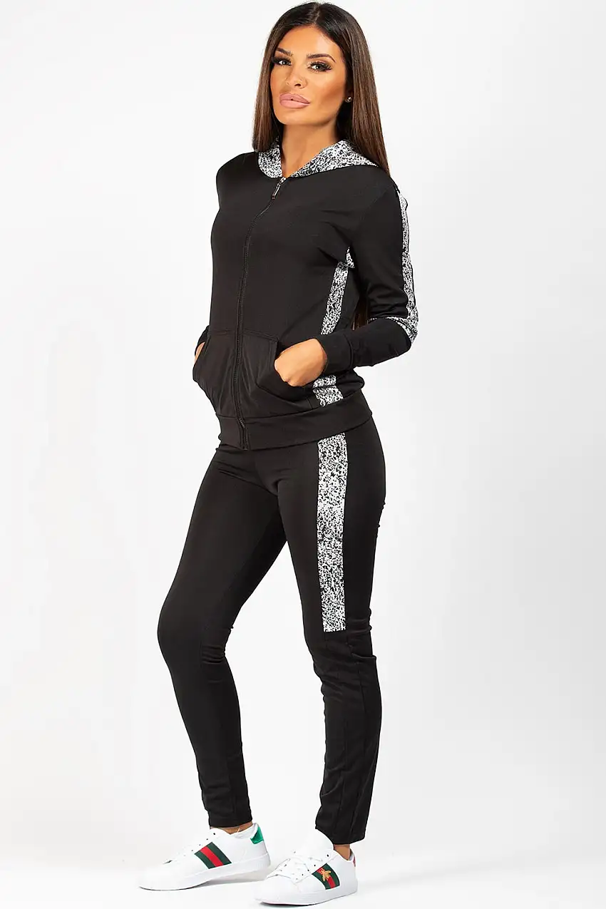 Black And White Side Panel Loungewear Set