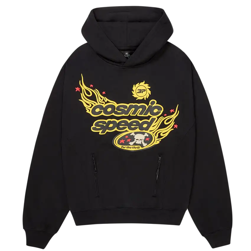 BROKEN PLANET 'COSMIC SPEED' MIDNIGHT BLACK / YELLOW HOODIE