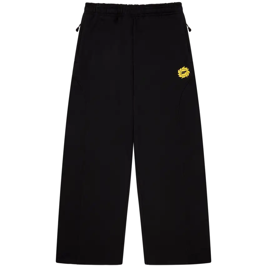 BROKEN PLANET MIDNIGHT BLACK / YELLOW WIDE LEG SWEATPANTS