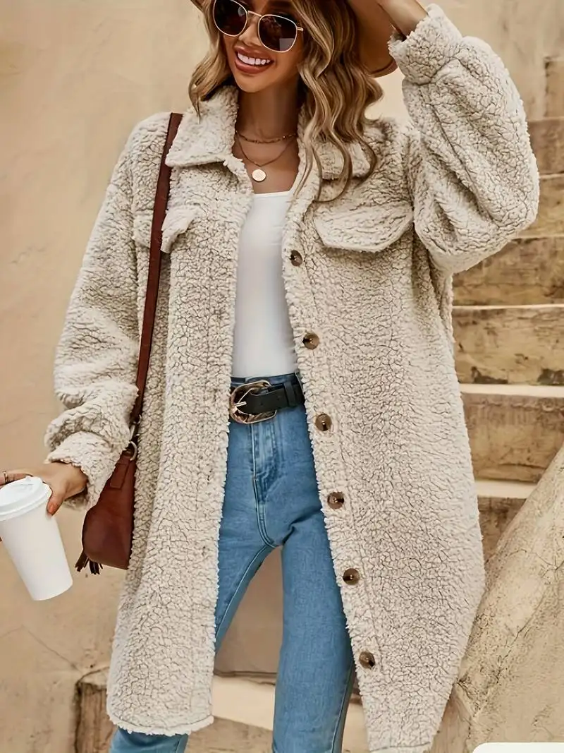 Nora | Cozy Beige Teddy Jacket for Women