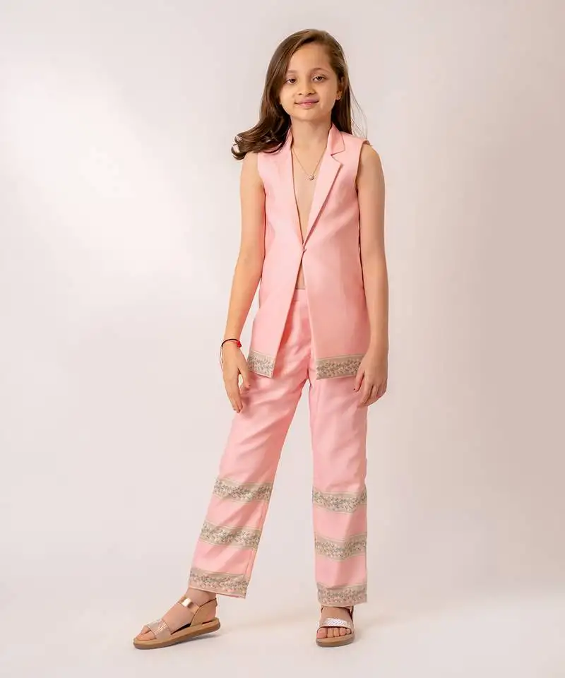 Baby pink cotton rayon pantsuit