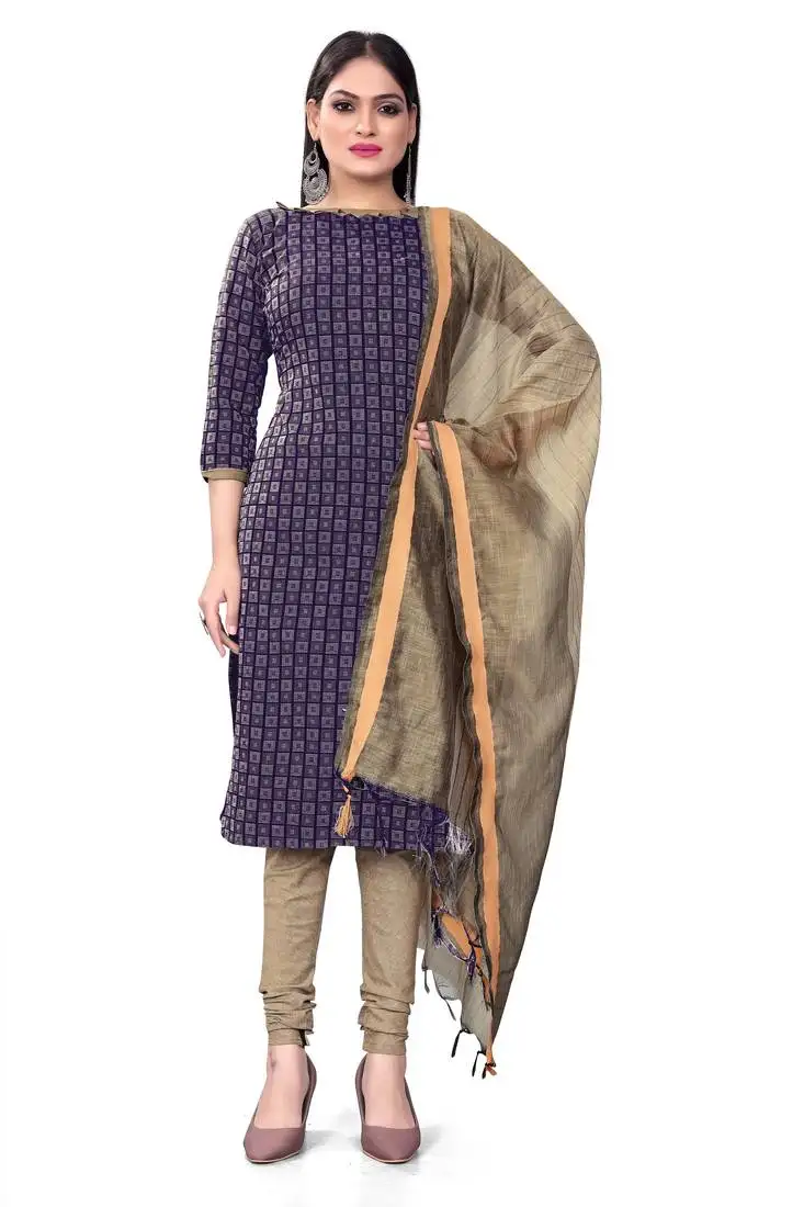 Blue colour ethnic looks traditional salwar kameez in cotton unstitched