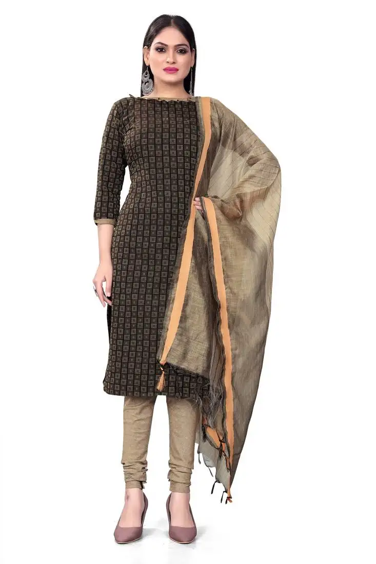 Black colour ethnic looks traditional salwar kameez in cotton unstitched
