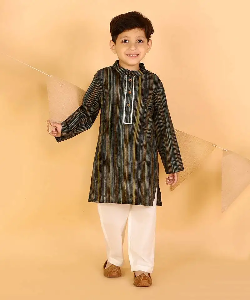 Green stripes kurta set