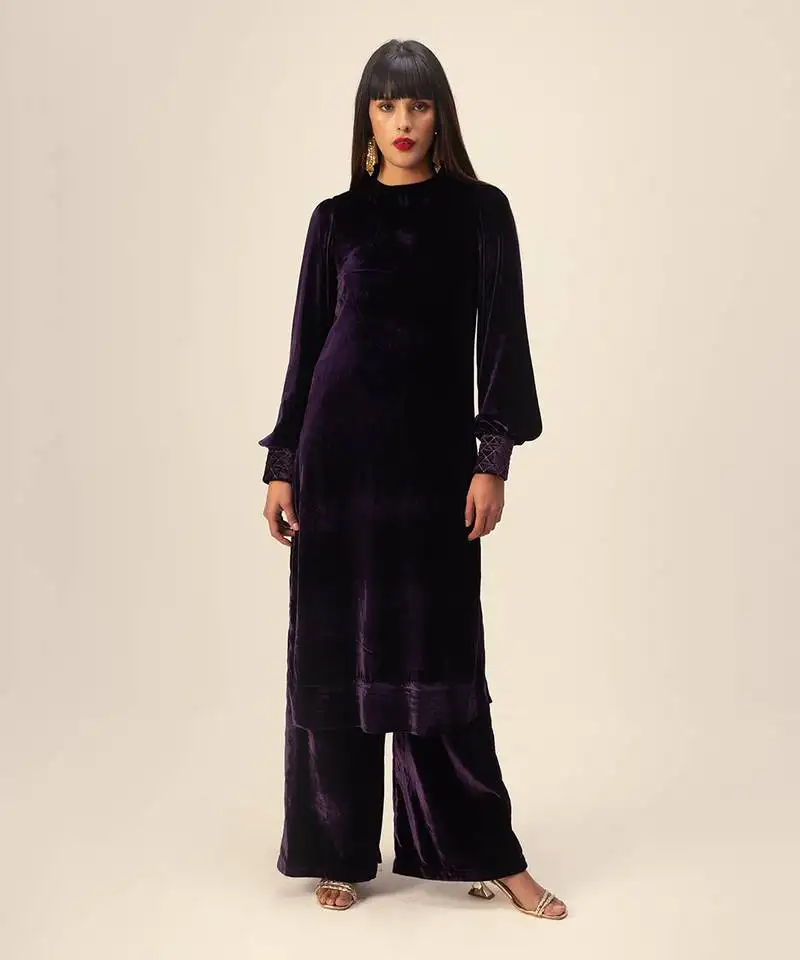 Purple silk velvet co-ord set