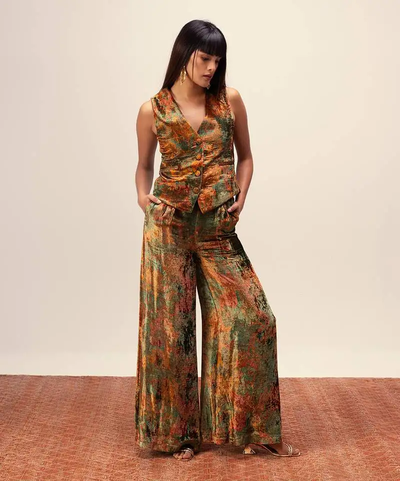 Nargis green waist coat set