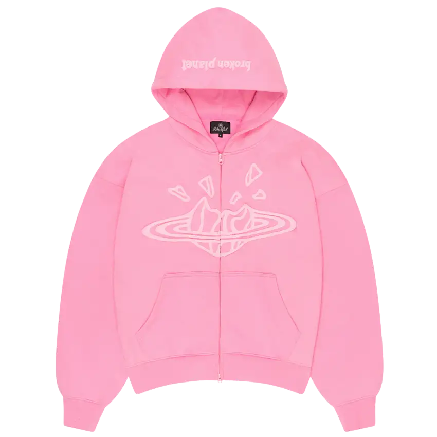 BROKEN PLANET CANDY PINK ZIP UP HOODIE