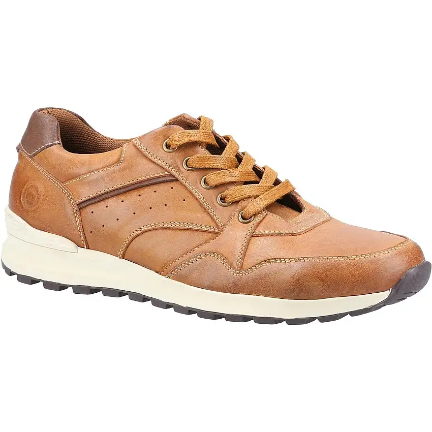 Cotswold Epney Leather Lace Trainer Tan