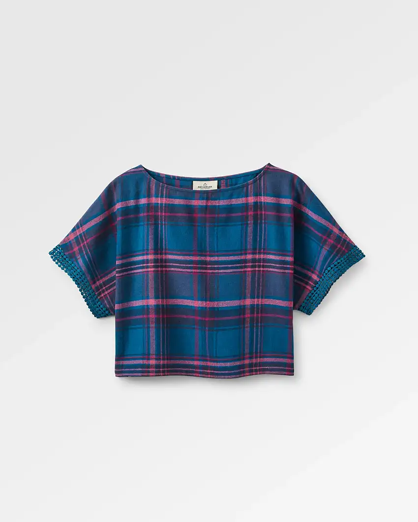 Flurry Woven Top - Tidal Blue/Wild Berry Check