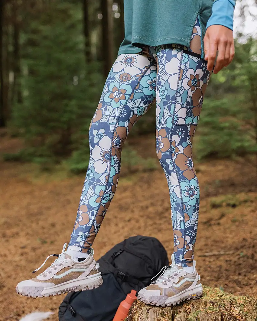 Mantra Recycled Active Legging - Vintage Floral Aqua